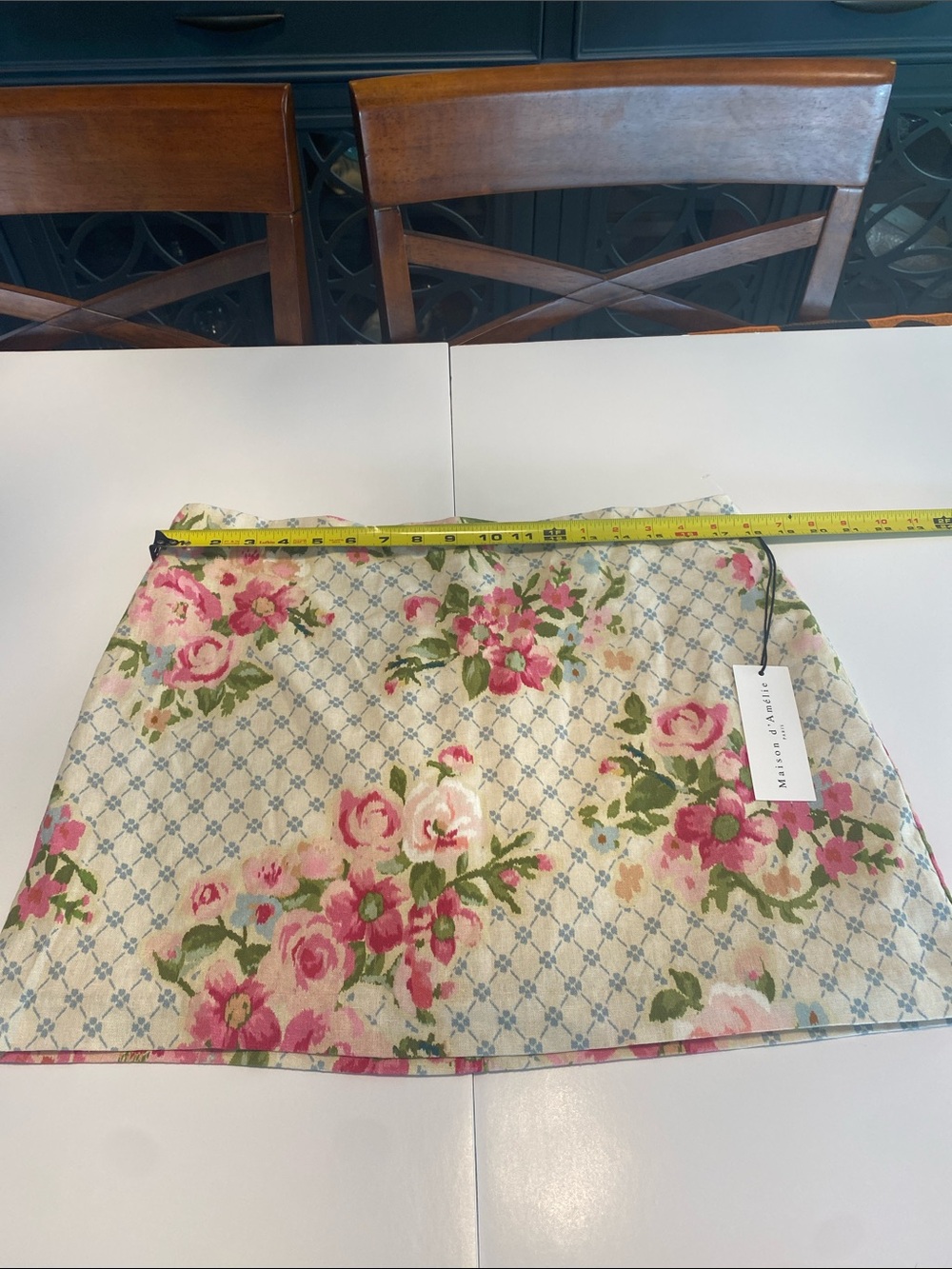 Floral A-Line Mini Skirt in Cream and Pink by Unknown Brand